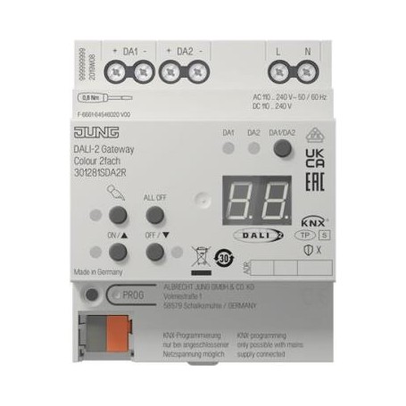 JUNG 30128 1S DA2 R KNX DALI-2 Gateway Colour 2fach (301281SDA2R)