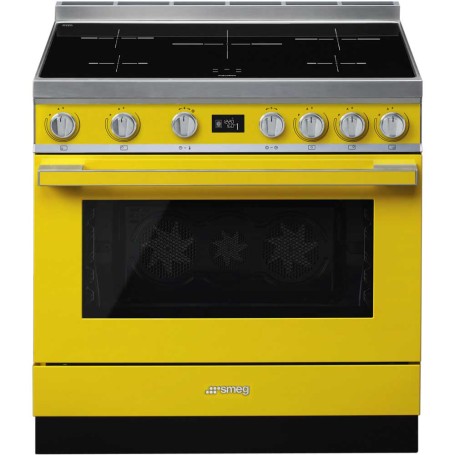 SMEG CPF9IPYW Cucina con piano cottura a induzione, linea Portofino, giallo, LxPxA: circa 90x60x90 cm