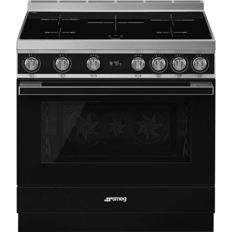 SMEG CPF9IPBL Centro cottura con piano cottura a induzione, linea design Portofino, nero, LxPxA: circa 90x60x90 cm