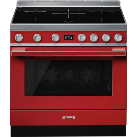 SMEG CPF9IPR Piano cottura con piano cottura a induzione, linea Portofino, rosso, LxPxA: circa 90x60x90 cm