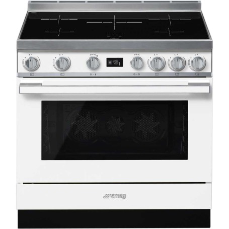 SMEG CPF9IPWH Centro cottura con piano cottura a induzione, linea design Portofino, bianco, LxPxA: circa 90x60x90 cm
