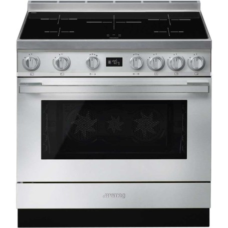 SMEG CPF9IPX Centro cottura con piano cottura a induzione, linea design Portofino, acciaio inox, LxPxA: circa 90x60x90 cm