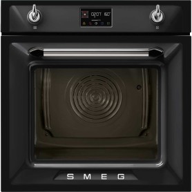 SMEG SOP6902S2PN Forno con funzione vapore, linea Victoria, nero, manopola comandi, nicchia 60 x 60 cm
