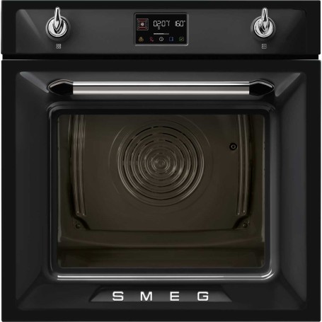 SMEG SOP6902S2PN Forno con funzione vapore, linea Victoria, nero, manopola comandi, nicchia 60 x 60 cm