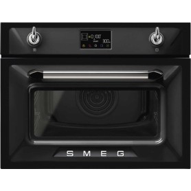 SMEG SO4902M1N Forno con microonde, linea Victoria, nero, manopola comandi, nicchia 60 x 45 cm