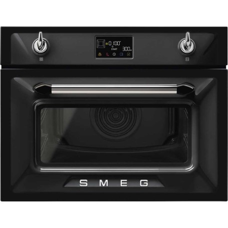 SMEG SO4902M1N Forno con microonde, linea Victoria, nero, manopola comandi, nicchia 60 x 45 cm