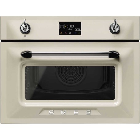 SMEG SO4902M1P Forno con microonde, linea Victoria, panna, manopola comandi, nicchia 60 x 45 cm