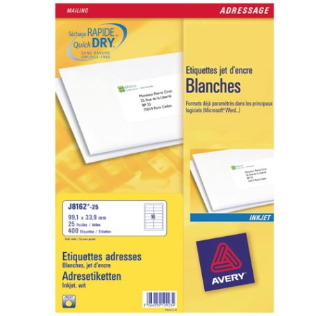 Avery J8162-25 etichetta per corrispondenza Bianco (J8162-25)