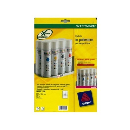 Avery L4776-20 etichetta per stampante Bianco (L4776-20)