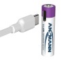Li-Ion Akku Micro AAA Typ 500 (min. 400 mAh), 4er-Pack (wei/violett, 4x AAA (Micro), USB-C Ladeport) (1311-0028)