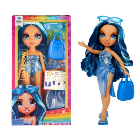 Rainbow High Swim & Style Fashion Doll- Skyler (Blue) (507307-EUC)