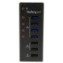 StarTech.com Hub USB 3.0 alimentato a 4 porte con 3 porte di ricarica USB dedicate (2 x 1A e 1 x 2A) - Box esterno  (ST4300U3C3)