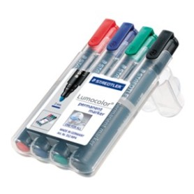 Staedtler Lumocolor permanent marcatore permanente Nero, Blu, Verde, Rosso 4 pz (352 WP4)