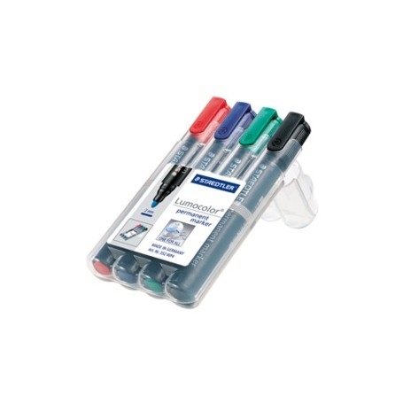 Staedtler Lumocolor permanent marcatore permanente Nero, Blu, Verde, Rosso 4 pz (352 WP4)
