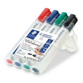 Staedtler Lumocolor 351 B WP4 marcatore permanente Tipo di punta Nero, Blu, Verde, Rosso 4 pz (351 B WP4)