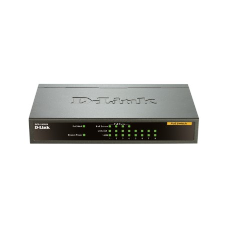 D-Link DES-1008PA switch di rete Non gestito Fast Ethernet (10/100) Supporto Power over Ethernet (PoE) Nero (DES-1008PA)
