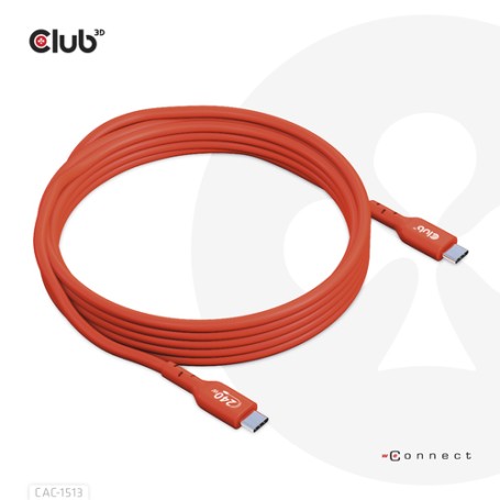 CLUB 3D USB2 TYPE-C Bi-DIRECTIONAL USB-IF CERTIFIED CABLE DATA 480Mb, PD 240W(48V/5A) EPR M/M 3m / 9 (CAC-1513)
