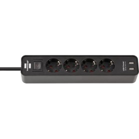 Ecolor Steckdosenleiste 4-fach (schwarz, 1,5 Meter, 2x USB) (1153240006)