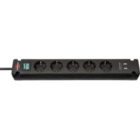 Bremounta Steckdosenleiste 5-fach (schwarz, 3 Meter, 2x USB-A) (1150660315)