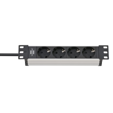 Alu-Line 10" Steckdosenleiste 4-fach (schwarz/silber, 1HE, 2 Meter) (1390007004)