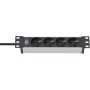 Alu-Line 10" Steckdosenleiste 4-fach (schwarz/silber, 1HE, 2 Meter) (1390007004)