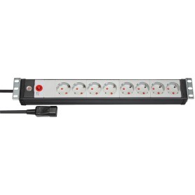 Premium-Line Steckdosenleiste 8-fach, 19" Format (schwarz/hellgrau, 1,5 HE, 3 Meter, Kaltgertestecker) (1156057128)