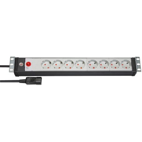 Premium-Line Steckdosenleiste 8-fach, 19" Format (schwarz/hellgrau, 1,5 HE, 3 Meter, Kaltgertestecker) (1156057128)