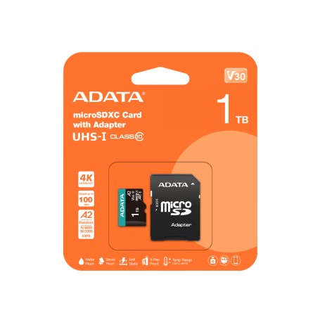 ADATA AUSDX1TUI3V30SA2-RA1 memoria flash 1 TB MicroSDXC UHS-I Classe 10