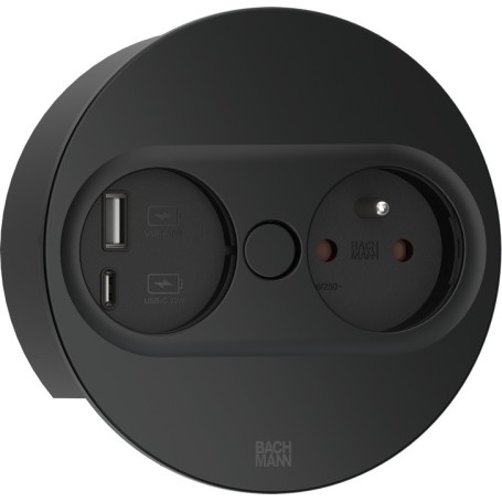 Bachmann 946.106 presa energia Type E + USB A + USB C Nero (946.206)