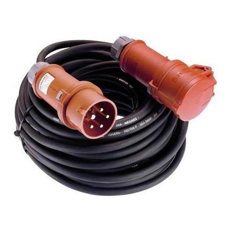AS Schwabe Strom Verlängerungskabel [ CEE-Stecker - CEE-Kupplung] 16 A Schwarz 25.00 m mit Phasenwender 60548 (60548)