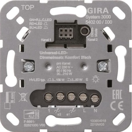 Gira Uni-LED-Dimmeinsatz 2fach S3000 540200 (540200)