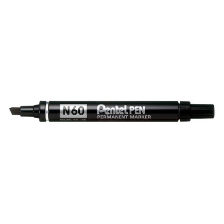 Pentel N 60 marcatore permanente Punta smussata Nero 12 pz (N60-A)