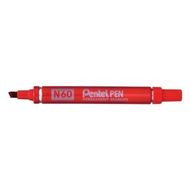 Pentel N 60 marcatore permanente Punta smussata Rosso 12 pz (N60-B)