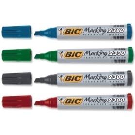 BIC Marking 2300 marcatore permanente Punta smussata Nero, Blu, Verde, Rosso 4 pz (8209222)
