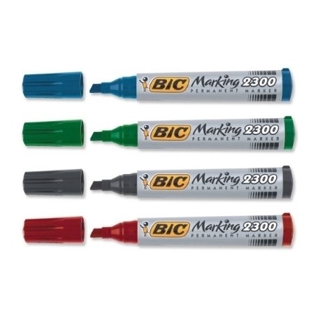 BIC Marking 2300 marcatore permanente Punta smussata Nero, Blu, Verde, Rosso 4 pz (8209222)
