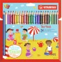 STABILO Matita colorata triangolare - Trio thick - Astuccio da 24 + temperino - Colori assortiti (203/2-24)