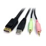 StarTech.com Cavo switch KVM DisplayPort USB 4 in 1 con audio e microfono 1,8 m (DP4N1USB6)
