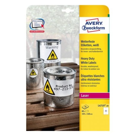 Avery Papier, Folien, Etiketten Bianco Etichetta per stampante autoadesiva (L4719-20)