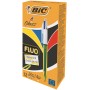 BIC 4Colours Fluo Penna retrattile a clip Nero, Blu, Rosso, Giallo 12 pz (933948)