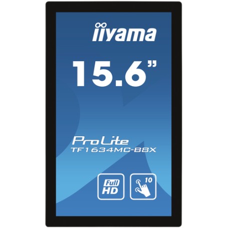 iiyama ProLite TF1634MC-B8X monitor touch screen 39,6 cm (15.6") 1920 x 1080 Pixel Multi-touch Multi utente Nero (TF1634MC-B8X)