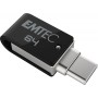 Emtec T260C unità flash USB 64 GB USB Type-A / USB Type-C 3.2 Gen 1 (3.1 Gen 1) Nero, Acciaio inossidabile (ECMMD64GT263C)