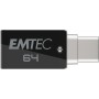 Emtec T260C unità flash USB 64 GB USB Type-A / USB Type-C 3.2 Gen 1 (3.1 Gen 1) Nero, Acciaio inossidabile (ECMMD64GT263C)