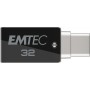 Emtec T260C unità flash USB 32 GB USB Type-A / USB Type-C 3.2 Gen 1 (3.1 Gen 1) Nero, Acciaio inossidabile (ECMMD32GT263C)