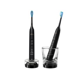Philips DiamondClean 9000 Sonicare Spazzolini Elettrico Sonici con App, confezione da 2 Spazzolini Neri HX9914/54