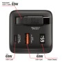 GANCHARGER 65W 2PORT RETRACCABLE DISPUS+EU/UK ADAP (32217)
