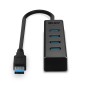 Lindy 43324 hub di interfaccia USB 3.2 Gen 1 (3.1 Gen 1) Type-A 5000 Mbit/s Nero