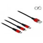DeLOCK 85891 cavo USB 0,3 m USB 2.0 USB A USB C/Micro-USB B/Lightning Nero, Rosso (85891)