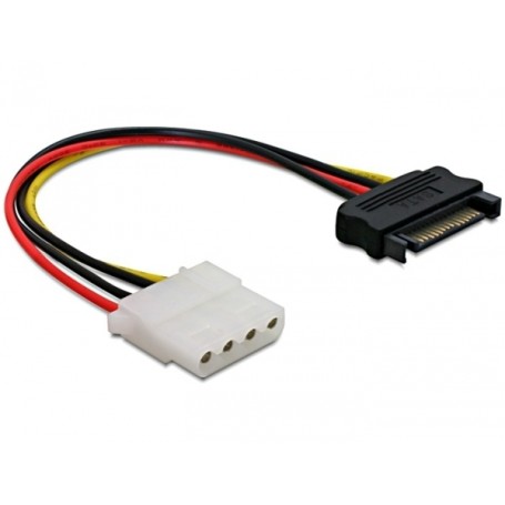 DeLOCK Power SATA/Molex Cable Nero, Rosso 0,12 m (60115)