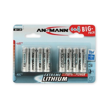 Ansmann 4+4 Lithium AA Batteria monouso Stilo AA Litio (1512-0012)