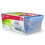EMSA CLIP & CLOSE 508568 recipiente per cibo Rettangolare Set 3,7 L Blu, Trasparente 5 pz